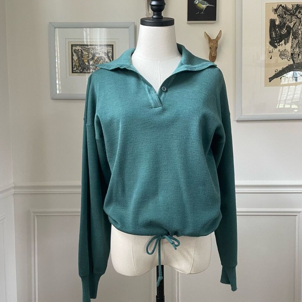 Vintage 70s l Ruffin Ruffinknit Cropped Sweater Green M